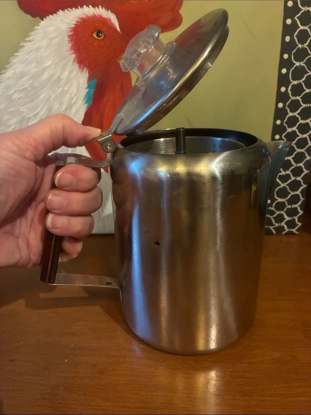 Coffee Percolator Stainless Steel Stovetop wooden handle